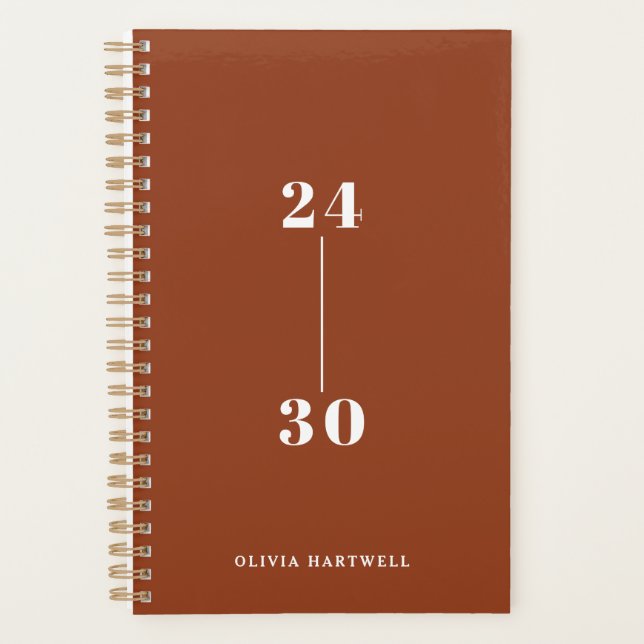 Chic Minimal Terracotta Typography Weekly Monthly Planner (Front)