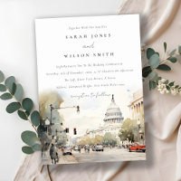 Chic Minimal Washington DC, USA Watercolor Wedding
