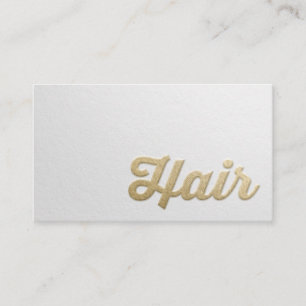 Chic Minimal White Gold Embossed Text Hair Stylist Appointment Card