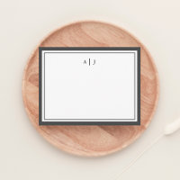 Chic Minimalist Ash Black Two Border Monogram