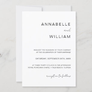Chic Minimalist Black & White Wedding QR Code Invitation