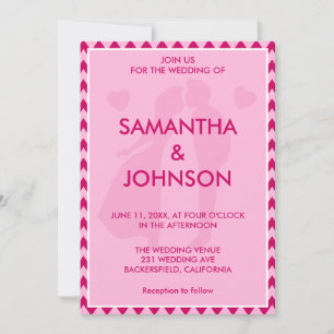 Chic Minimalist Blush Pink Chevron Wedding Invitation