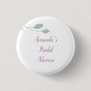 Chic Minimalist Bridal Shower Floral 1 Inch Round Button