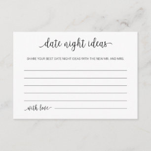 Chic Minimalist Calligraphy Date Night Idea Cards