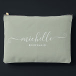 Chic Minimalist Dusty Sage Personalized Bridesmaid Accessory Pouch<br><div class="desc">Introducing our Chic Minimalist Dusty Sage Personalized Bridesmaid Accessory Pouch, a stylish and versatile gift designed to celebrate your bridesmaids in elegance. This accessory pouch is the epitome of modern chic, perfect for any occasion from bridesmaid proposals to bridal showers. Crafted with a minimalist design, this pouch features a Dusty...</div>