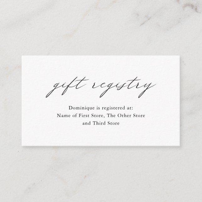 Chic Minimalist Elegant Simple Gift Registry Enclosure Card (Front)