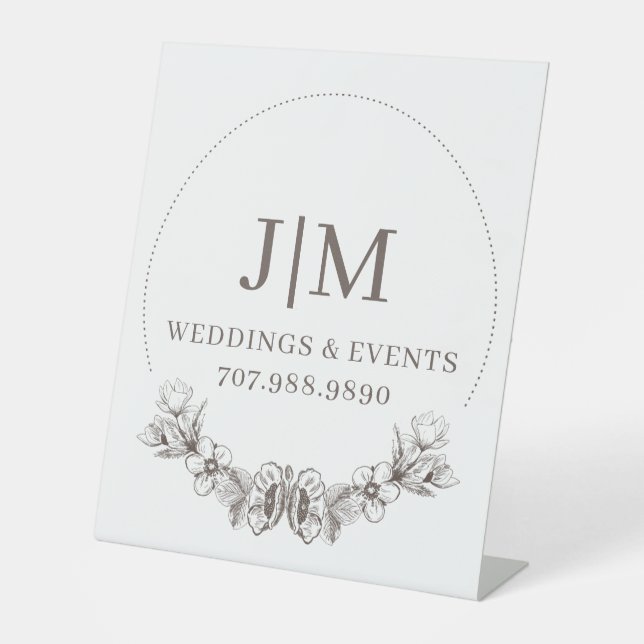 Chic Minimalist Event Wedding Planner Promotional  Pedestal Sign (Front)