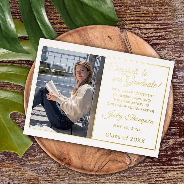 Chic Minimalist Gold Foil Graduation Announcement (Creator Uploaded)