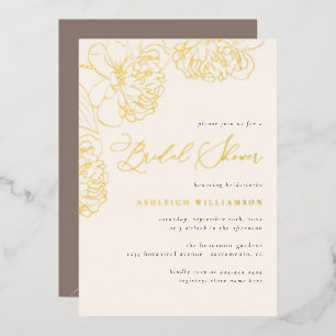 Chic Minimalist Hand-drawn Peonies Bridal Shower