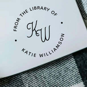 Chic Minimalist Initials Round Typography Library Self-inking Stamp