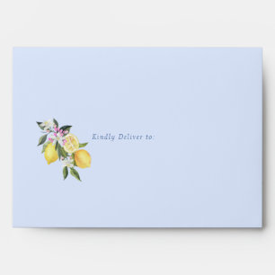 Chic Minimalist Lemons Monogram Wedding Envelope