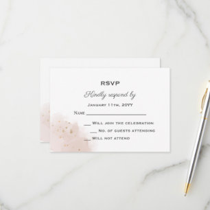Chic Minimalist Mauve Watercolor Gold Wedding RSVP Card