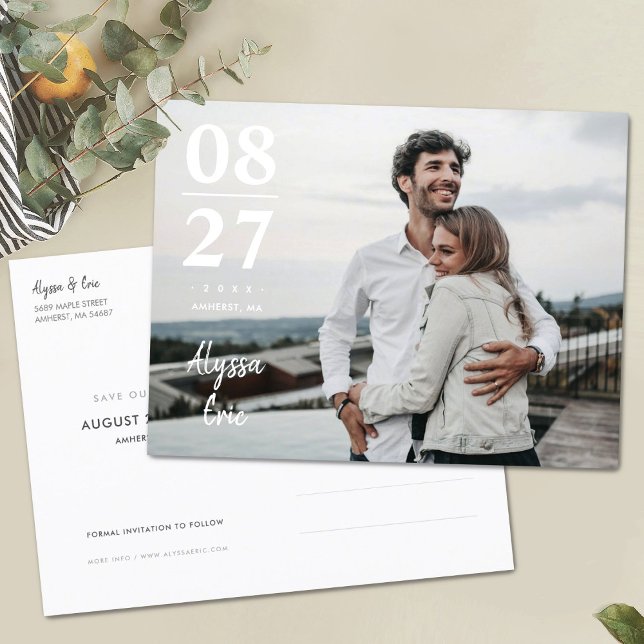 Chic Minimalist Modern Photo Save the Date Invite (Creator Uploaded)