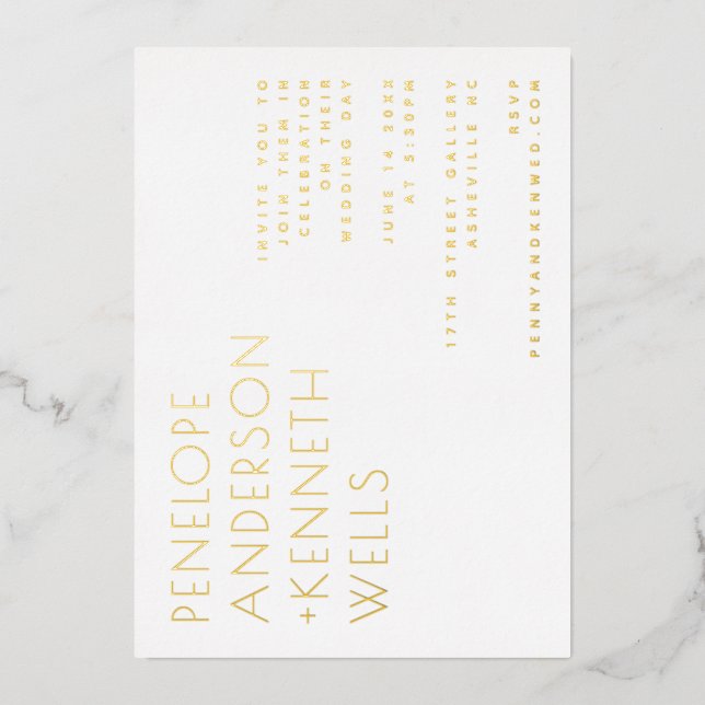 Chic Minimalist Modern Wedding Horizontal Gold  (Front)