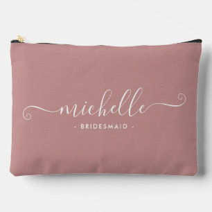 Chic Minimalist Mushroom Personalized Bridesmaid Accessory Pouch