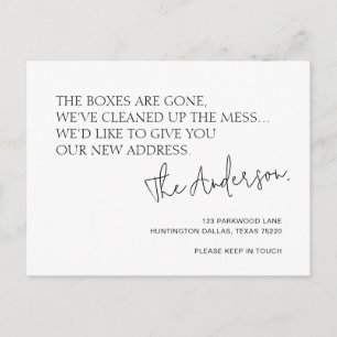 Chic Minimalist New Address Moving Announcement Postcard