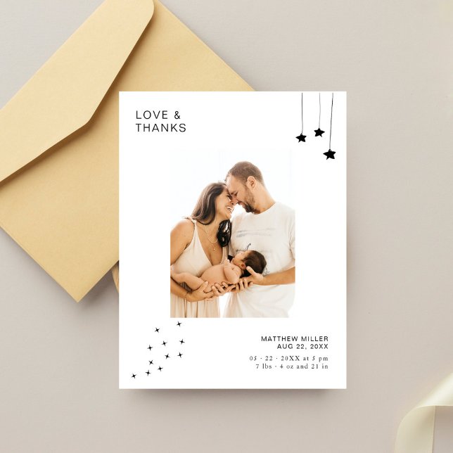 Chic Minimalist Photo Baby Shower Thank You Postcard (Creator Uploaded)
