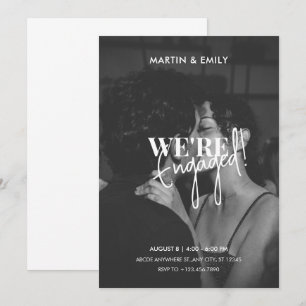 Chic minimalist photo black and white Engagement Invitation