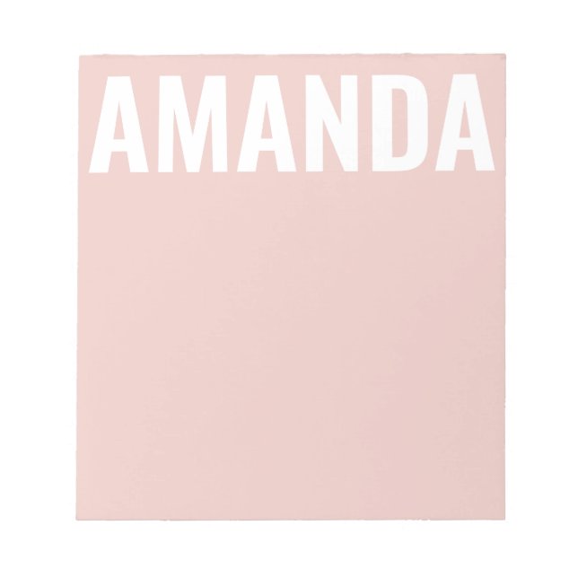 Chic Minimalist Pink Custom Name Notepad (Front)
