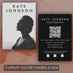 Chic Minimalist Professional Photo QR Code Business Card
