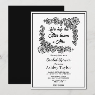 Chic minimalist script wreath floral Bridal Shower Invitation