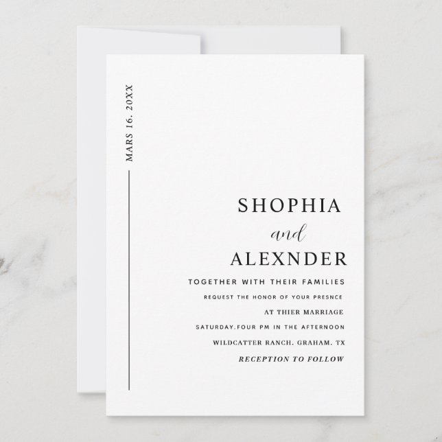 Chic minimalist simple black and white invitation (Front)