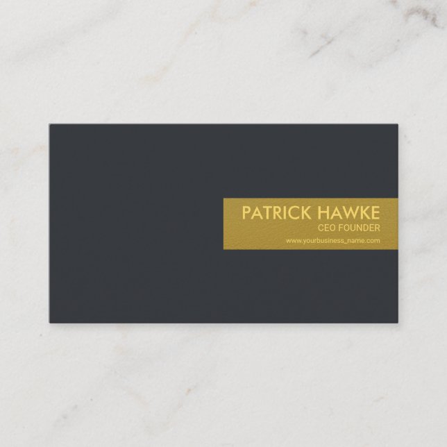 Chic Minimalist Simple Gold Name Tab CEO Founder Business Card (Front)