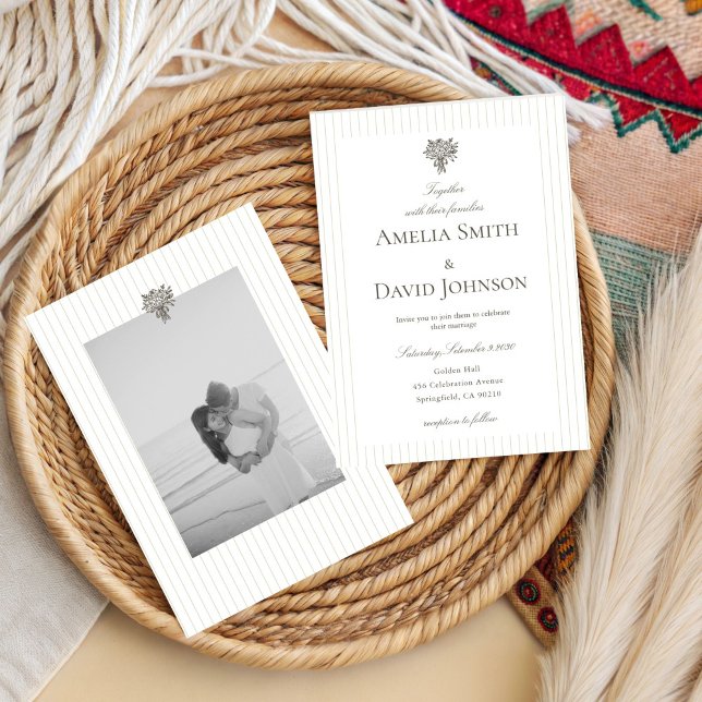 Chic Minimalist Stripe Green Wedding Invitation  (Creator Uploaded)