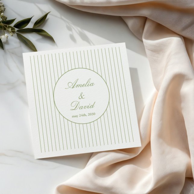 Chic Minimalist Stripe Green Wedding  Napkin (Creator Uploaded)