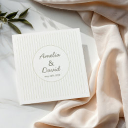Chic Minimalist Stripe Green Wedding  Napkin