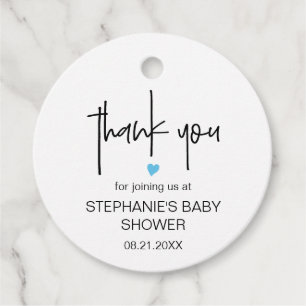 Chic Minimalist Thank You Baby Boy Shower Favour Tags