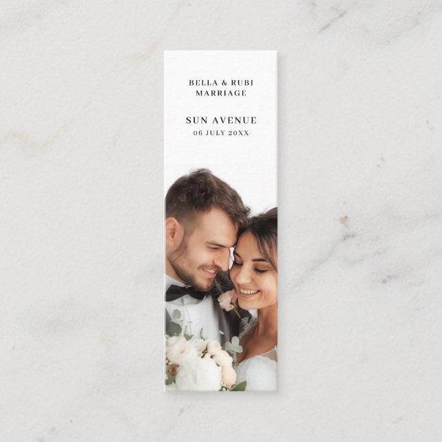 Chic Minimalist Wedding Favor Mini Bookmark Card (Front)