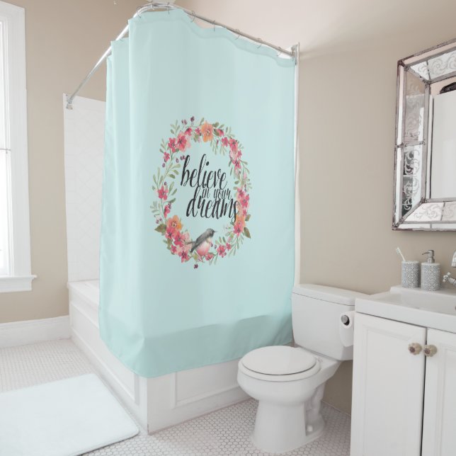 Chic Mint Believe in Your Dreams Bird Pink Floral  (In Situ)