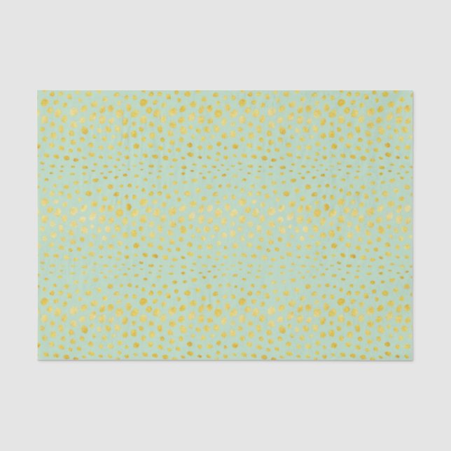 Chic mint faux gold glitter cheetah print monogram tissue paper (Front)