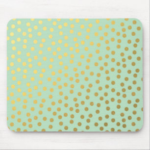 Chic Mint Gold Confetti Dots Mouse Pad