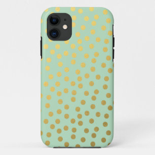 Chic Mint Gold Dots iPhone 11 Case