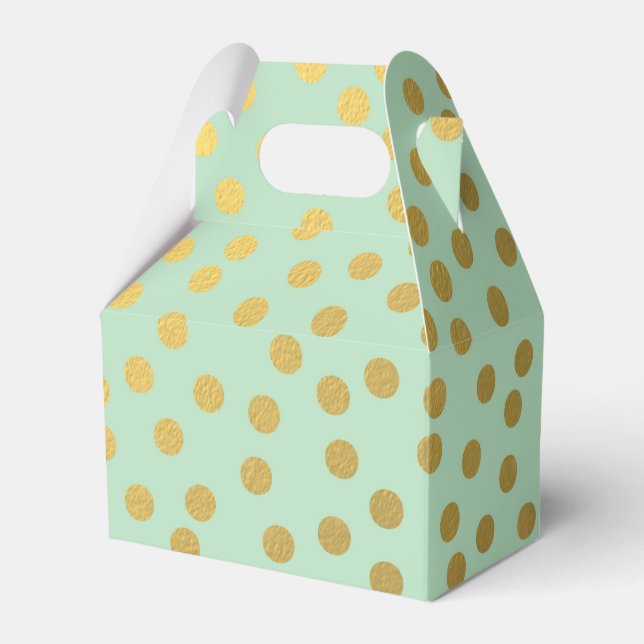 Chic Mint Gold Dots Favor Box (Front Side)