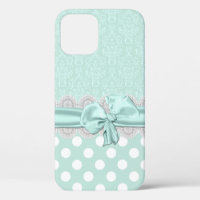 Chic Mint Green Damask iPhone