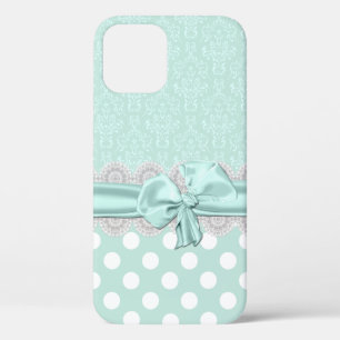 Chic Mint Green Damask iPhone iPhone 12 Case