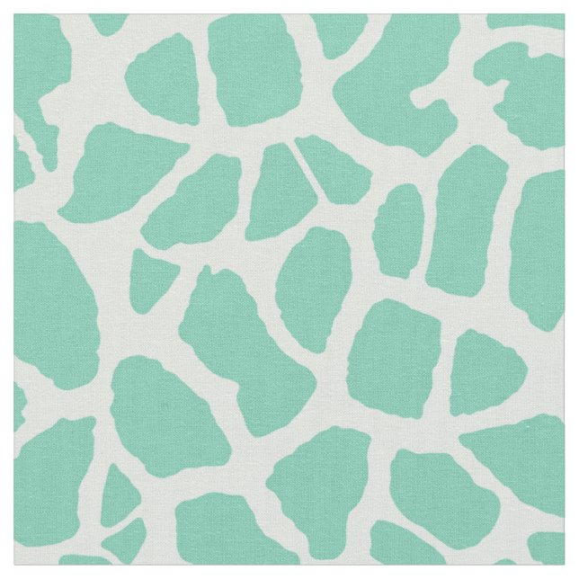 Chic Mint Green Giraffe Print Girly Animal Pattern Fabric (Close Up)