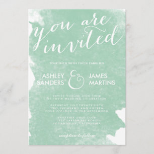 CHIC MINT GREEN WATERCOLOR WEDDING INVITATION