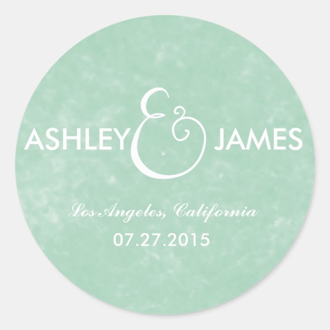 CHIC MINT GREEN WATERCOLOR WEDDING STICKERS (Front)