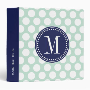 Chic Mint & Navy Big Dots Monogrammed Binder