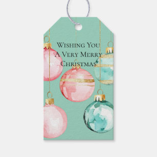 Chic Mint Pink Gold Christmas Ornaments Gift Tags