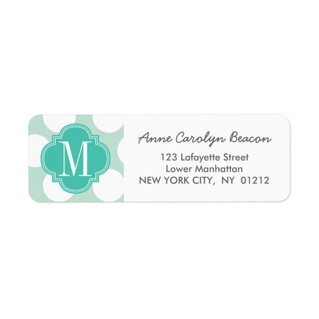 Chic Mint & Turquoise Big Dots Monogrammed (Front)