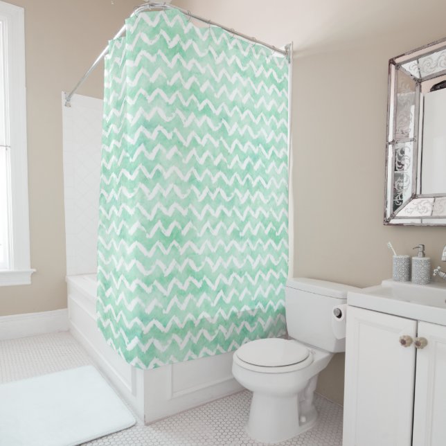 Chic Mint Watercolor Chevron Stripes (In Situ)