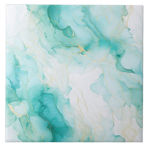 Chic Mint White Gold Bridal Shower Tile