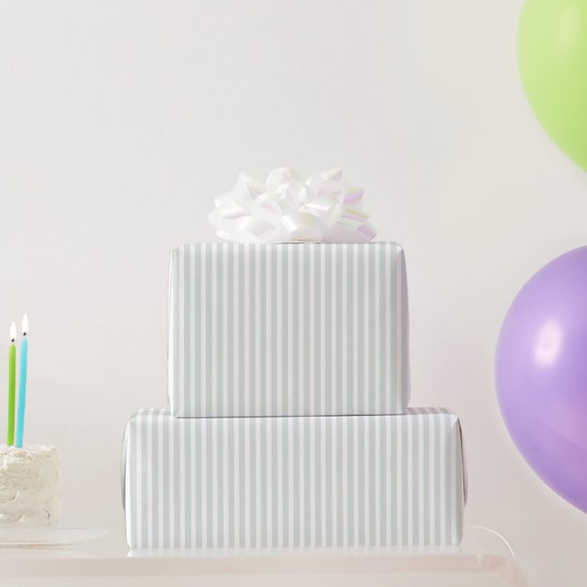 Chic Mint White Stripes Birthday Wrapping Paper (Party Gifts)