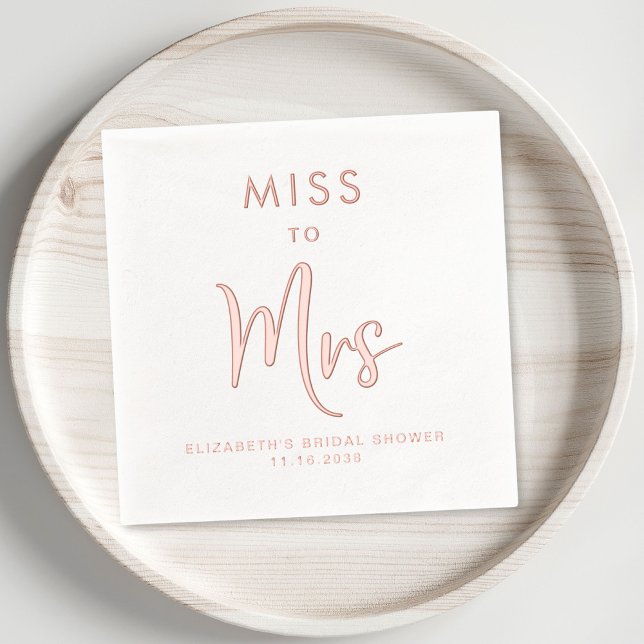 Chic Miss À Mme Fête des mariées Rose Gold (Elevate her bridal shower decor with these elegant "Miss to Mrs" rose gold foil napkins)