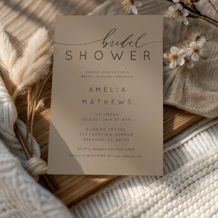 Chic Mocha Brown Bridal Shower Invitation